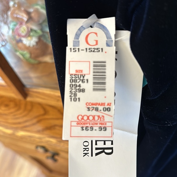 Ladies Navy Blue Velvet Look & Feel Dress - Picture 9 of 13